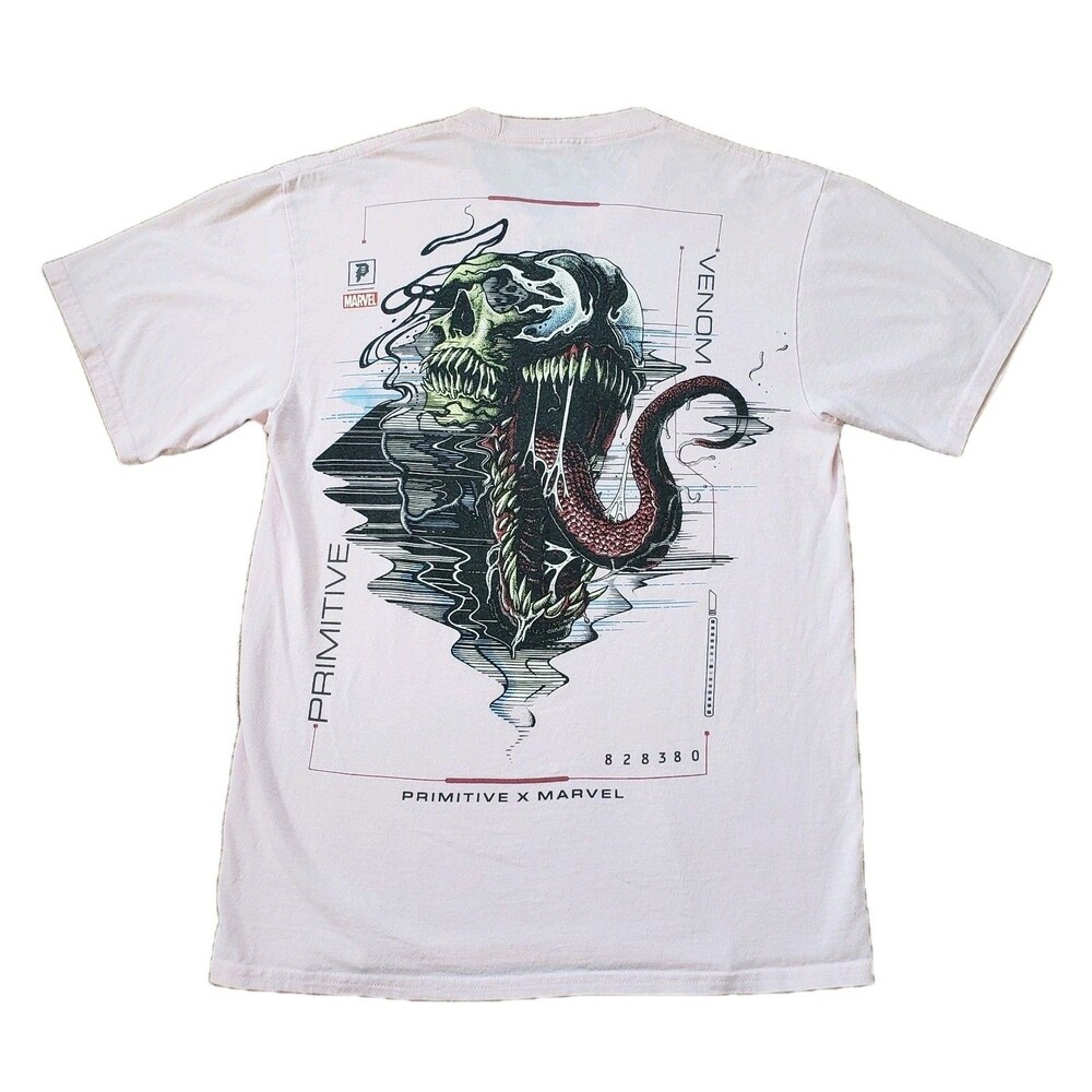 Primitive X Marvel Venom Size Medium Mens Pink Double Side T-Shirt Skateboarding